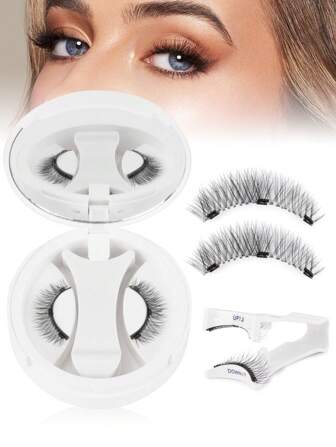 zwellbe Magnetic Eyelashes 1 Pair Reusable Magnetic Eyelashes With Applicator No Glue Needed Eyelashes Cat Eye Natural Look Lash Clusters Kit Easy To Wear And Remove