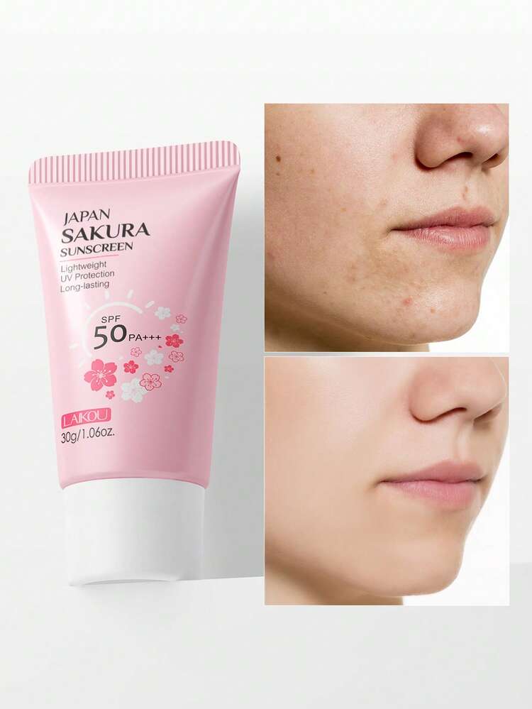 LAIKOU 2支莱寇日本樱花亮白防晒乳液，30克*2，SPF50 PA+++，赠送1支CC霜。防水防晒，有效阻隔紫外线，适合旅行、露营、徒步、登山、户外活动、海滩、夏季护肤，女性和女孩适用。 - 粉色 - 查看 2