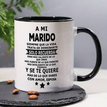 1 Piece, 'To My Husband' Inspirational Ceramic Coffee Mug - Cup For My Husband, Reusable, Perfect Summer Winter Drink Gift,  And Comfortable Grip, Room Decoration, Home Decoration, Party Gift, Birthday Gift, Holiday Gift - Cúp đen - Xem 2