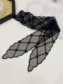 1 Set Lace Scarf,Long Chiffon Scarf, Ribbon Neckscarf, Lightweight Headband, Bag Decoration, Necktie, Collar Necklace - Suitable For Tying Package, Hair, And Neck For Dress - White - View 15