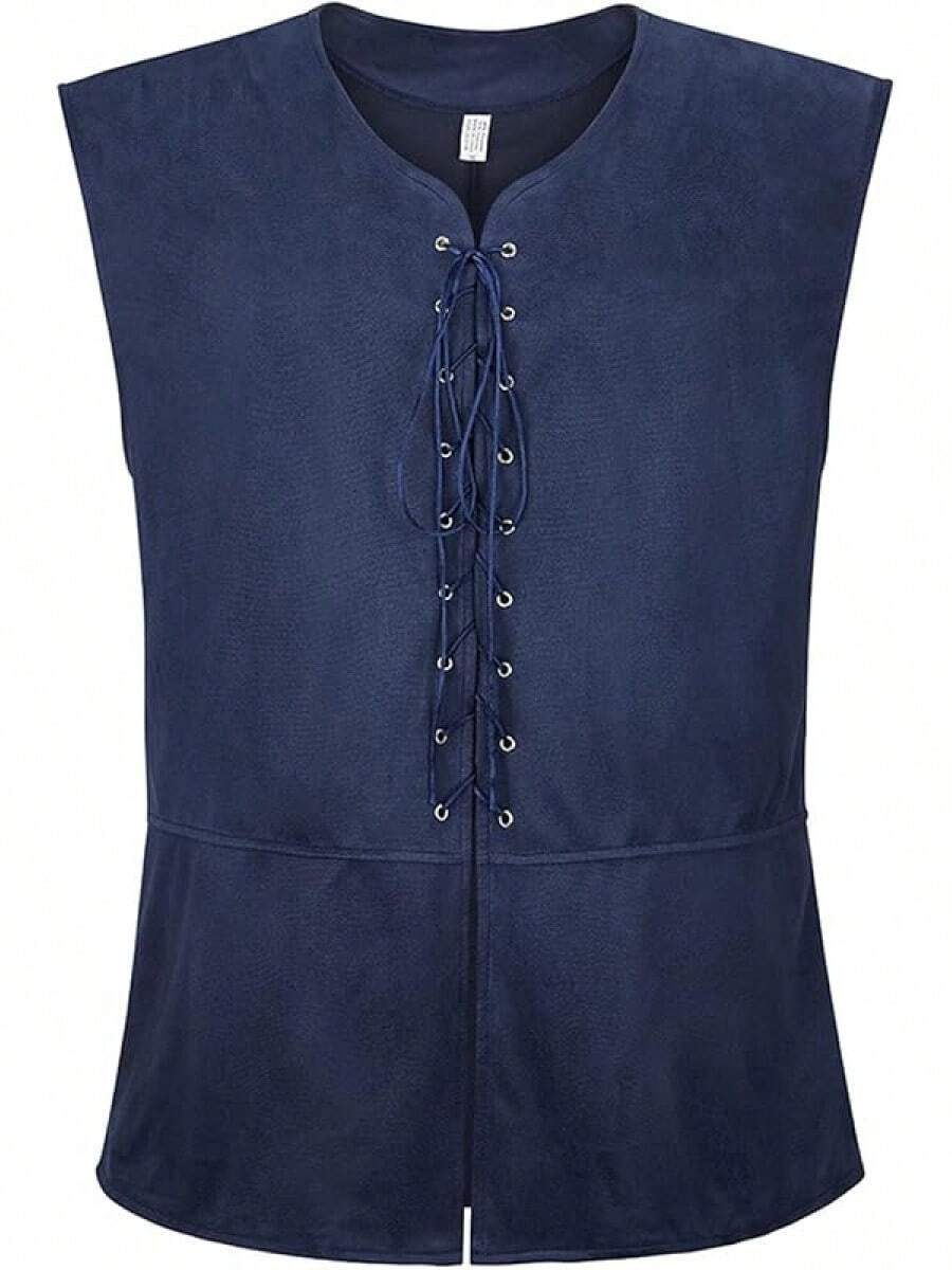 Zhitunemi Mens Vest Men Costume Men Medieval Costumes Adult Halloween Renaissance Vest - Deep Blue - View 1