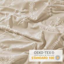 Duvet Cover King Size, Reversible Floral Lavender Duvet Cover Set With Zipper Closure, 3 Pieces Botanical Patterns Soft Microfiber Bedding Set (90"X104", 2 Pillow Cases 20"*36") - 01 - Beige Leaves (No Comforter) - View 3