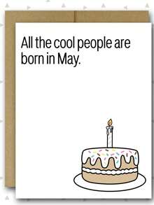 1 张生日快乐贺卡，趣味祝福，所有酷人都出生在五月、六月、七月、八月、九月、十月、十一月、十二月 - 彩色 - 查看 7