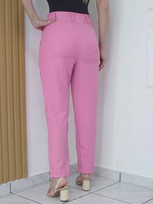 Women's Refreshing Plain Tailored Trousers With Button - Maxma 6631 - Rosa coral - Ver 3