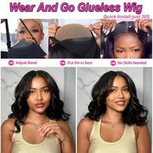 4X4 Wear And Go Bob Wigs Human Hair Short Body Wave Lace Closure Wigs For Women Brazilian Hair Glueless Pre Cut Lace Wig Ready To Go Wavy Bob Human Hair Wigs Natural Color - SNatural - 查看 2