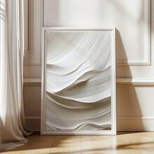 1/3 件墙壁艺术海报/现代风格，米色墙壁艺术套装中性墙壁艺术抽象白色波浪极简主义奶油色墙壁艺术适用于客厅卧室装饰可打印艺术无框/带框 - 彩色 - 查看 14