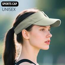 1 pieza Gorra visera deportiva con almacenamiento para gafas, gorra de punto de unicolor, sombrero unisex ajustable para protección solar