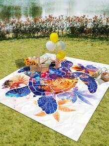 1 Stück minimalistisch gestaltete Outdoor Picknick Matte mit Schildkröten-Design, große tragbare Strand-/Camping-Auflage mit Isolierung