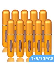 1/5/10 件 5 毫升可再填充旅行香水雾化瓶，便携式迷你香水喷雾瓶 - 金色 - 查看 2