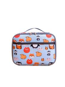 1 New Model Girl And Boy Nylon Material Various Cartoon Pattern Printed Lunch Handbag, Smooth Zipper Opening And Closing, Large Capacity, Fashionable And Cute, Daily Commuting To School Outing Light Storage Lunch Box Bag - A - View 19