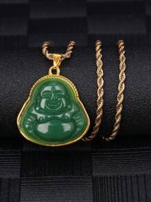 1 pieza Colgante de collar de Buda de jade brillante multicolor, collar de joyas de moda simple, regalo exquisito de joyería de lujo