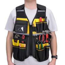 Lightweight Multi-Pocket Utility Work Vest For Mechanics & Construction Workers - Durable, Tool Vest With Heavy-Duty Storage Pockets, Breathable Design For Enhanced Mobility, Perfect For Job Site Efficiency, Adjustable Fit