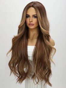 SMILCO 28 Inches, Brown Balayage, High Temperature Silk, Middle Parting, Slightly Curly, Rose Inner Net, Comfortable And Breathable, Easy To Wear, Suitable For Daily/Activity Wear - Màu nâu ombre - Xem 8