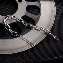 1pc Oversized Industrial Style Titanium Steel Cuban Link Bracelet For Men And Women, Adjustable Unisex Hip Hop Bracelet