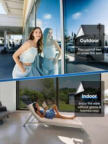 Película de ventana unidireccional, reflectante de espejo de día, control de calor, bloqueo UV y sol, adhesión estática sin pegamento, tinte de ventana para el hogar y la oficina - Negro-Plata - Ver 4