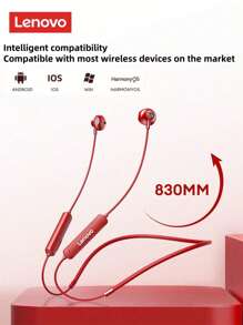 Lenovo SH1 Neckband Bluetooth Earphones, Sports Running Sweat-Resistant Music Playback, Super Long Battery Life, HIFI Sound Quality, Low Latency, High-Definition Calls With Microphone, Passive Noise Cancellation, Wireless Earbuds