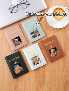 Ayotu Customized Gold Airplane Pattern Passport Holder, Smooth PU Material, Passport And Ticket Storage Bag, Travel Storage Bag, Foldable And Portable Multi-Function Storage Bag, Dust-Proof, Waterproof, Wear-Resistant, Essential Custom Gift For Holidays, Group Travel, And Family Trips - Multicolor - View 2