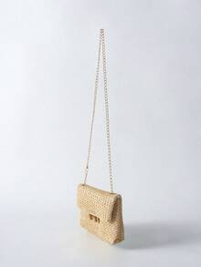 Tropiscape Fashionable Solid Color Gold Woven Crossbody Bag, Suitable For Women's Daily Use, Perfectly Matching With Vacation Outfits Women Vacay Vibes Vacation Relax Beach Autumn Winter Gifts , Beach Bag