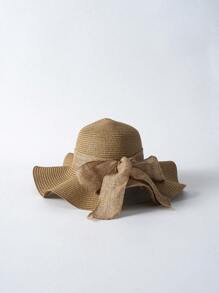 Tropiscape 1 Stück Damen Frühling/Sommer Sonnenhut mit wellenförmigem Rand und Schleife, ideal für Strand, Reisen oder Urlaub Boho Strand