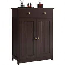 Bathroom Storage Cabinet With Drawer And Double Doors, Free-Standing Organizer With Inner Adjustable Shelf For Living Room, L24xW12xH31.5 In