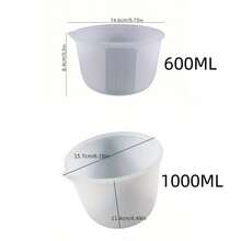1 个 600ml/1000ml 硅胶量杯，大号柔性不粘可重复使用搅拌烧杯，带精确测量刻度，用于环氧树脂珠宝制作的工具 - 白色 - 查看 2
