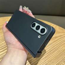 奢华简约光滑黑色手机壳，兼容三星 Galaxy Z Fold 5、Z Fold 6，防震后盖，防水，防摔，防刮花 - 黑色 - 查看 4