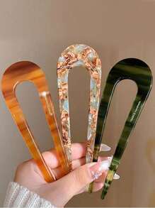 5pcs/2pcs/3pcs Women's Fashion Elegant Adorable Multi Functional Pattern Premium U-Shaped Hair Clip Suitable Fashionable, Versatile, Elegant, Suitable For Summer Back To School Season, Daily Gatherings, Travel, Beach Parties, Wearing (The Letters On The Hair Clip Are Random)