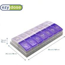 Ezy Dose Weekly AM/PM Pill Organizer, 7-Day Vitamin And Medication Box With Large Pop-Out Compartments, 2 Times A Day Pill Holder For Easy Dosing, Blue And Purple Lids, Travel-Friendly Design - 珠光和薰衣草 - 查看 2