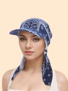1pc Fashion Visor Cap With Tie Band, Baseball Cap, Headscarf Cap, Suitable For Casual, Party, Gathering