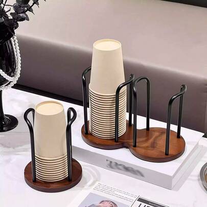 1 Soporte de papel para tazas muy atractivo, soporte desechable para tazas, estantería de almacenamiento para mesa de café de escritorio, soporte para tazas de té y café