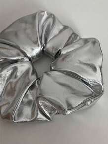 1pc Silver Luxury Hair Scrunchies, High Elasticity Ponytail Holder, Perfect Elegant Hair Accessory, Suitable For Bun, Graceful Hair Decoration, Fashionable Hair Band, Gift, Hair Ties, Scrunchy Hair Ties