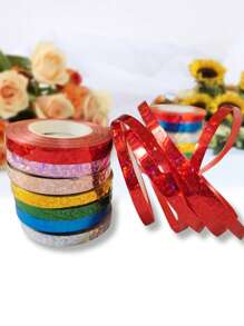 10pcs Mixed Shiny Laser Party Balloon Ribbon & String For Decoration, Birthday, Wedding Party Supplies, Back To School Valentine Day