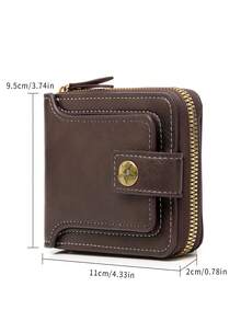 Minimalist Fashion Business Style PU Zipper Wallet For Men Wallet Purse Wallet Small Wallet - Coffee Brown - View 9