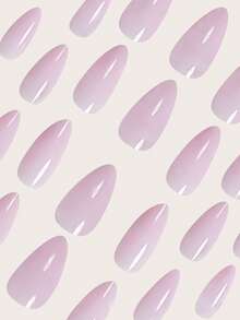 24 件套长杏仁粉色按压式假指甲套装，提升您的风格，包含 1 件果冻胶和 1 件指甲锉，适合女士和女孩的日常派对穿着，果冻胶随机发货，美甲用品，美甲 - 淺粉色 - 查看 4