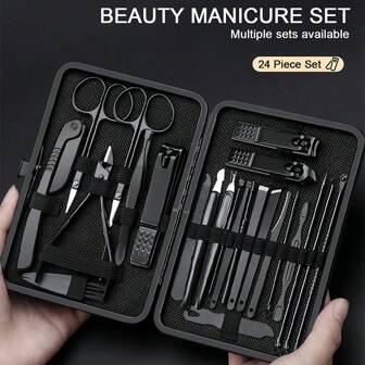 NEFOUME 8/15/24pcs Stainless Steel Nail Clipper Kit, High Precision Manicure Set With Nail Clippers, Nail Files, Stylish Storage Case
