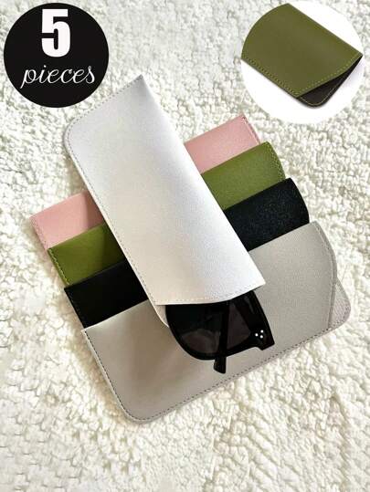 10 Pieces/5 Pieces/3 Pieces/1 Piece Leather Waterproof, Scratch Resistant, Dustproof, Soft Lined Pocket Glasses Storage Bag, Soft Pack Sunglasses Storage Bag, Suitable For Daily Storage, Suitable For Carrying Out, Prevent Mirror Scratches, And Avoid Rubbing Glasses And Sunglasses Mirrors.