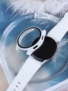 Compatible With Samsung Galaxy Watch Cases 4, 5, 6, And 7 (44mm And 40mm). Features A 2-In-1 Case With A Shock-Resistant And Scratch-Resistant Hard PC Material And Tempered Glass Screen Protector. Unisex, Stylish And Sporty, Easy To Wear, And With Sensitive Touch. - White - View 6