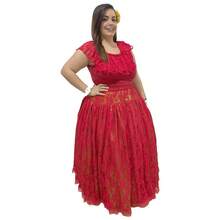 6m Lace Skirt Various Colors Umbanda Candomblé - Đỏ và Vàng - Xem 3