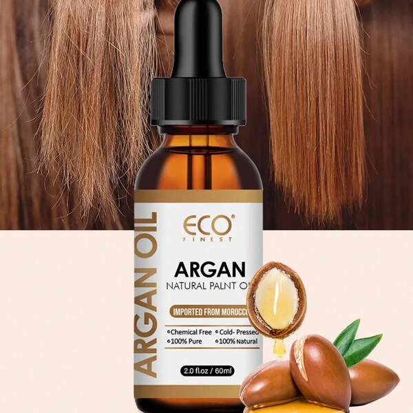 Óleo de Argan (60ml), Óleo Vegetal Natural de Argan Prensado a Frio Enriquecido com Vitaminas e Minerais para Hidratar e Umectar os Cabelos, Óleo Essencial Puro para Cuidados com a Pele, Rosto e Unhas - Óleo Perfumado para Massagens, Aromaterapia, Difusores, Fabricação de Velas