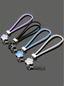 1pc Creative Woven Flower Design Short Phone Lanyard, Anti-Loss And Anti-Drop - One Size - View 1