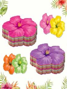 12 Stücke zufällige Farbe Hawaiianische Hibiskus Papier Tischsets - Rechteckige tropische Party Tischsets, geeignet für Feste, Treffen und Heimdekoration, zufällige Farbe florale Papier Tischsets, Hibiskus Blume Tischsets, Einweg-Blumen-Tischsets für hawaiianische Party, Hochzeit, Geburtstag, verschiedene Feste, Heim-Bankett-Dekorationen, Geschenke für Lehrer