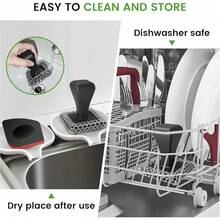 Cast Iron Scrubber Cleaner & 316L Stainless Steel Chainmail Scrubber With 2 Scrapers, Ergonomic Silicone Handle Brush For Pans Skillets Grills Dishes Cleaning - Non-Scratch Rust-Proof - Black - Black - View 9