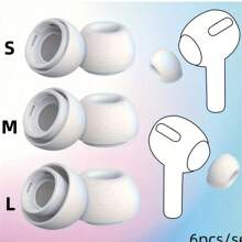 6pcs/Set White Silicone Noise-Proof Ear Pads: 3 Different Sizes, Full Coverage Earphone, More Comfortable Earphone Cover