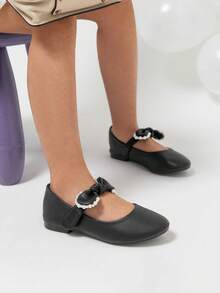 Girl's Dress Shoes, Mary Jane Flats For Flower Girl Party School Wedding (Toddler/Little Girl) - Black-pU - View 4