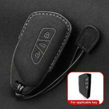 绒面革汽车钥匙包适用于大众 Polo Golf Passat Tiguan Beetle Caddy T5 Up Eos Skoda Octavia Seat Leon Altea - 黑色 - 查看 2