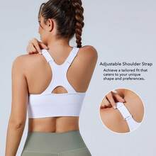Evercute Adjustable Sports Bras Women 3/4 Pack Racerback High Support Bras Padded Workout Bras Seamless Yoga Athletic Bra - Grey - View 8