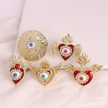 1pc New Fashion Personalized Rings Sacred Red Heart Wings Lucky Eye Rings Women Jewelry Cubic Zirconia Copper Party Gift