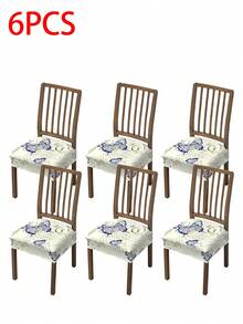 1/2/4/6pcs Printed Stretchable Removable & Washable Dining Chair Seat Covers - Multicolor - View 19