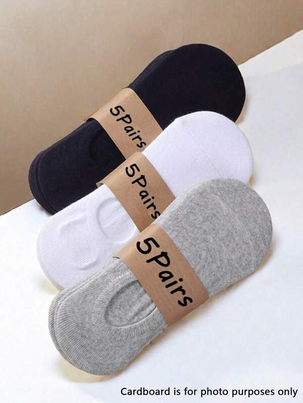 10/15 Pairs Men's Casual Breathable Black/White/Grey Low-Cut Socks, No Show Socks, Soft & Comfortable, Suitable For Daily Wear, Pairing With Leather Shoes Or Canvas Shoes