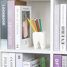 1pc Small Ceramic Dental Decoration Bucket Desktop Small Tool Storage Accessories, Pen Bucket, Cosmetics Storage Bucket, Toothbrush Bucket, Vase Or Flower Pot, Suitable For Succulent And Herbaceous Plants, Home Living Room, Bedroom, Office Desktop Decoration Bucket, Dental Gifts - Multicolor - View 11